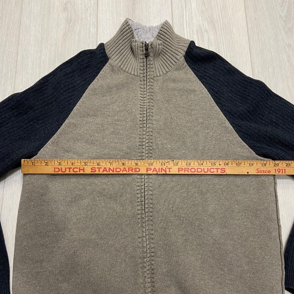 Carbon 2 Cobalt Sweater Men's Medium Sherpa Fleece Lined Full Zip Beige Gray - Picture 9 of 12